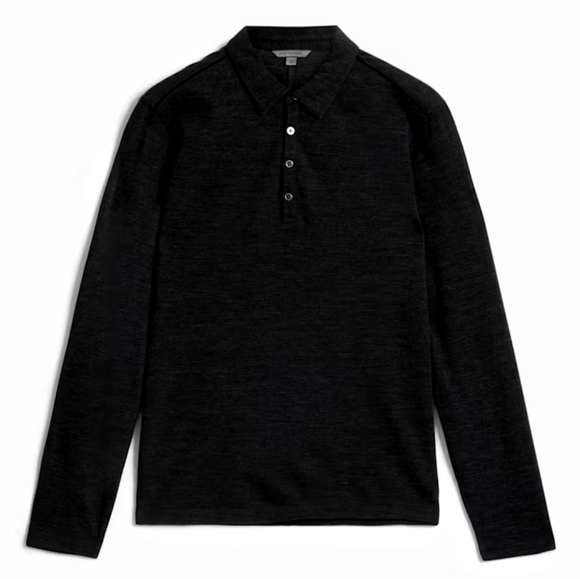 John Varvatos Maleo Long Sleeve Polo Black RETAIL &298 - Picture 1 of 6